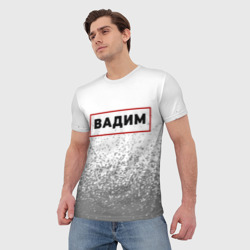 Мужская футболка 3D Вадим - в красной рамке на светлом - фото 2