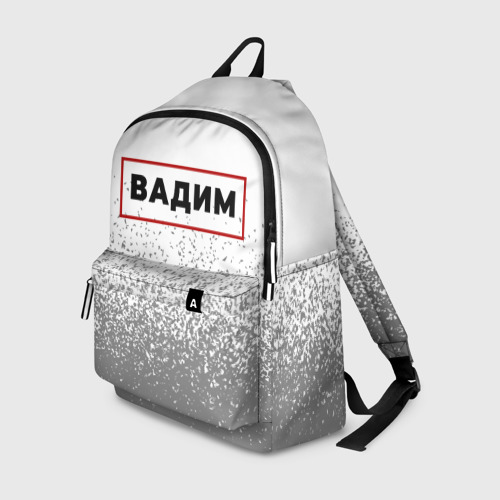 Рюкзак 3D с принтом Вадим - в красной рамке на светлом, вид спереди #2