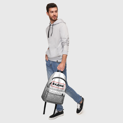 Рюкзак 3D с принтом Вадим - в красной рамке на светлом, фото #5