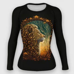 Женский рашгард 3D Лев нарисованный в стиле модерн