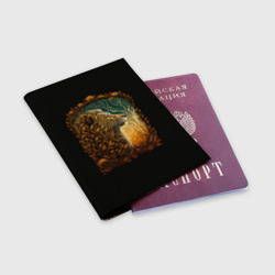 Обложка для паспорта матовая кожа Лев нарисованный в стиле модерн - фото 2