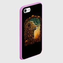 Чехол для iPhone 5/5S матовый Лев нарисованный в стиле модерн - фото 2