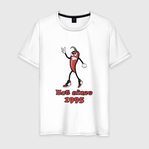 Мужская футболка из хлопка с принтом Hot since 1995, вид спереди №1