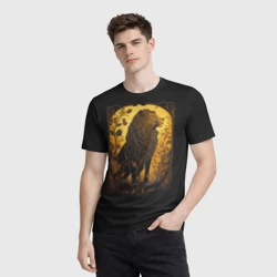 Мужская футболка 3D Лев в стиле модерн - фото 2