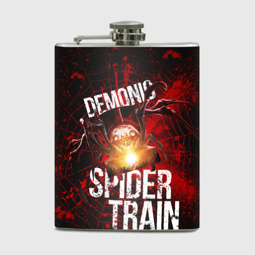 Фляга с принтом Demonic spider-train, вид спереди №1