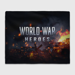 Плед 3D World War Heroes логотип на фоне огня