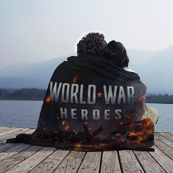 Плед 3D World War Heroes логотип на фоне огня - фото 2