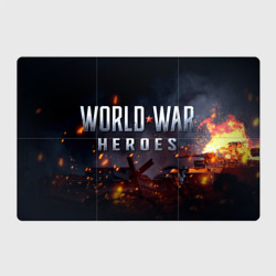 Магнитный плакат 3Х2 World War Heroes логотип на фоне огня