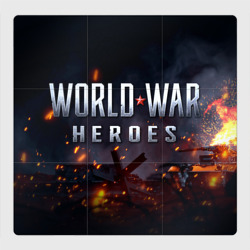 Магнитный плакат 3Х3 World War Heroes логотип на фоне огня