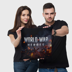 Подушка 3D World War Heroes логотип на фоне огня - фото 2