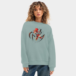Женский свитшот oversize без начеса хлопок Spider Charles - фото 2