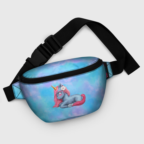 Поясная сумка 3D Синий единорог с розовой гривой - фото 6