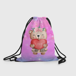 Рюкзак-мешок 3D Милый мишка с сердечком