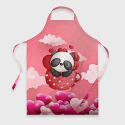 Фартук 3D Панда с сердечками в чашке