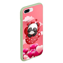 Чехол для iPhone 7Plus/8 Plus матовый Панда с сердечками в чашке - фото 2