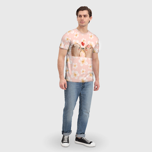 Мужская футболка 3D с принтом Поцелуй мишек, вид сбоку #3