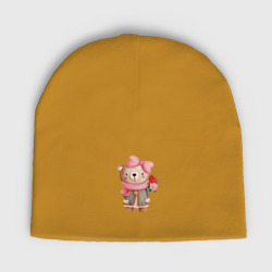 Детская шапка демисезонная Мишка в пальто