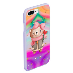 Чехол для iPhone 7Plus/8 Plus матовый Мишка с сердечком и цветком - фото 2