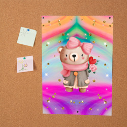 Постер Мишка с сердечком и цветком - фото 2