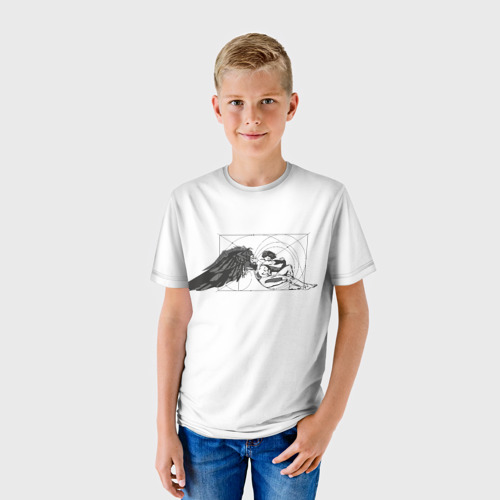 Детская футболка 3D с принтом Кибер-Ангел, фото на моделе #1
