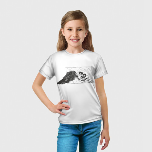 Детская футболка 3D с принтом Кибер-Ангел, вид сбоку #3