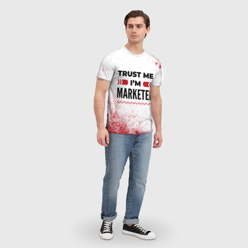 Мужская футболка 3D с принтом Trust me I'm marketer white, вид сбоку #3