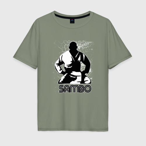 Мужская футболка хлопок Oversize с принтом Боец Самбо, вид спереди #2