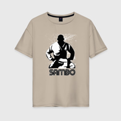 Женская футболка хлопок Oversize Боец Самбо