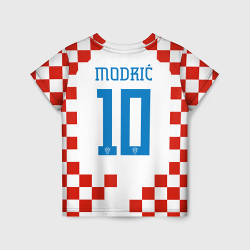Детская футболка с принтом Лука Модрич форма сборной Хорватии, вид сзади №1