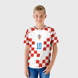 Футболка с принтом Лука Модрич форма сборной Хорватии для мужчины, вид на модели спереди №2. Цвет основы: белый