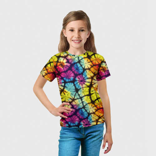 Детская футболка 3D с принтом Радужный тай-дай, вид сбоку #3