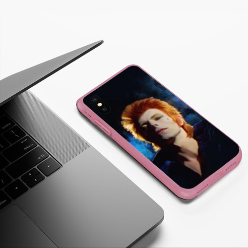 Чехол для iPhone XS Max матовый David Bowie - Jean Genie, цвет малиновый - фото 5