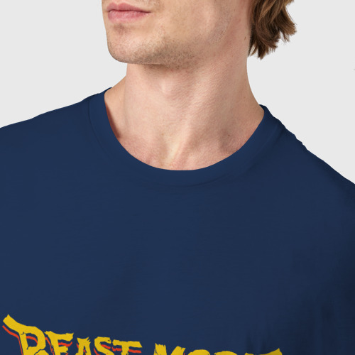 Мужская футболка хлопок Beast mode gym, цвет темно-синий - фото 6