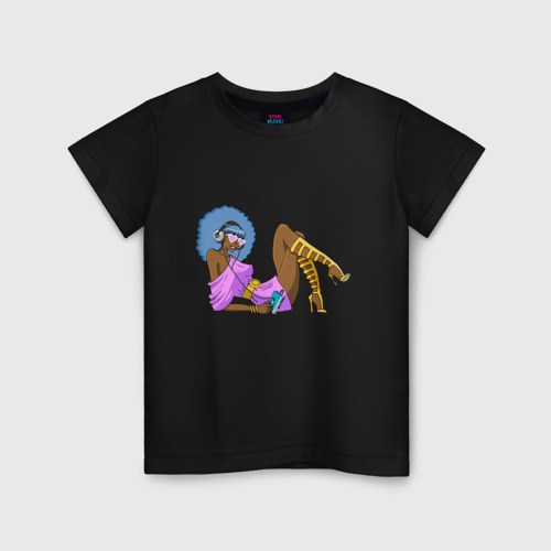 Детская футболка хлопок с принтом Retro music girl, вид спереди #2