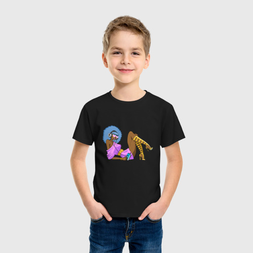 Детская футболка хлопок с принтом Retro music girl, фото на моделе #1