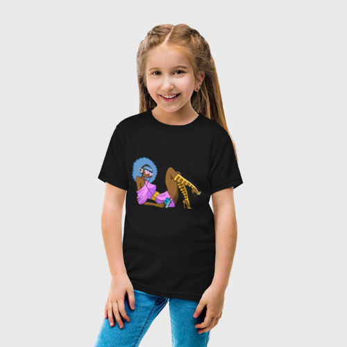 Детская футболка хлопок с принтом Retro music girl, вид сбоку #3