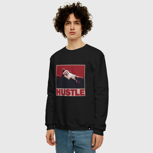 Мужской свитшот хлопок с принтом Rodman hustle, фото на моделе #1