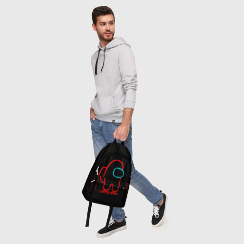 Рюкзак 3D с принтом Неоновый красный член экипажа, фото #5