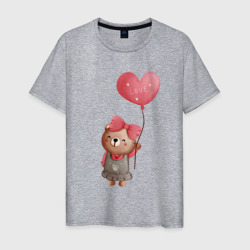 Мужская футболка хлопок Мишка с воздушным шариком в виде сердца