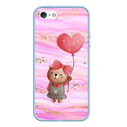 Чехол для iPhone 5/5S матовый Мишка с шариком Love