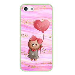 Чехол для iPhone 5/5S матовый Мишка с шариком Love