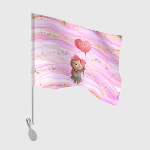 Флаг для автомобиля Мишка с шариком Love
