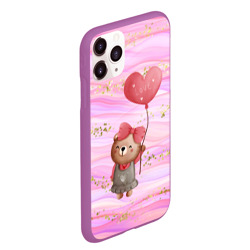 Чехол для iPhone 11 Pro Max матовый Мишка с шариком Love - фото 2