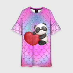 Милая панда с сердечком – Платье с принтом купить