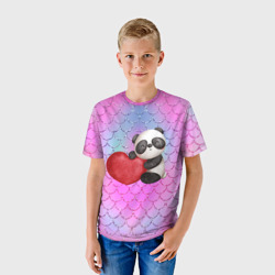 Детская футболка 3D Милая панда с сердечком - фото 2