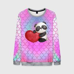 Мужской свитшот 3D Милая панда с сердечком