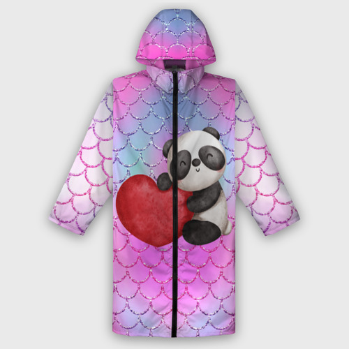 Мужской дождевик 3D Милая панда с сердечком, цвет белый