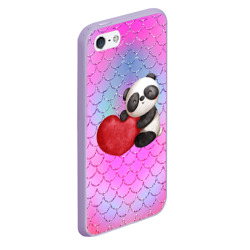 Чехол для iPhone 5/5S матовый Милая панда с сердечком - фото 2