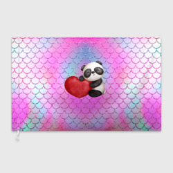 Флаг 3D Милая панда с сердечком
