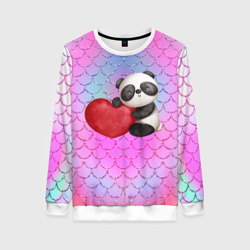 Женский свитшот 3D Милая панда с сердечком